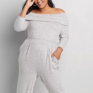 Lane Bryant Soft Knit Off-Shoulder Jumpsuit | Plus Size 26/28